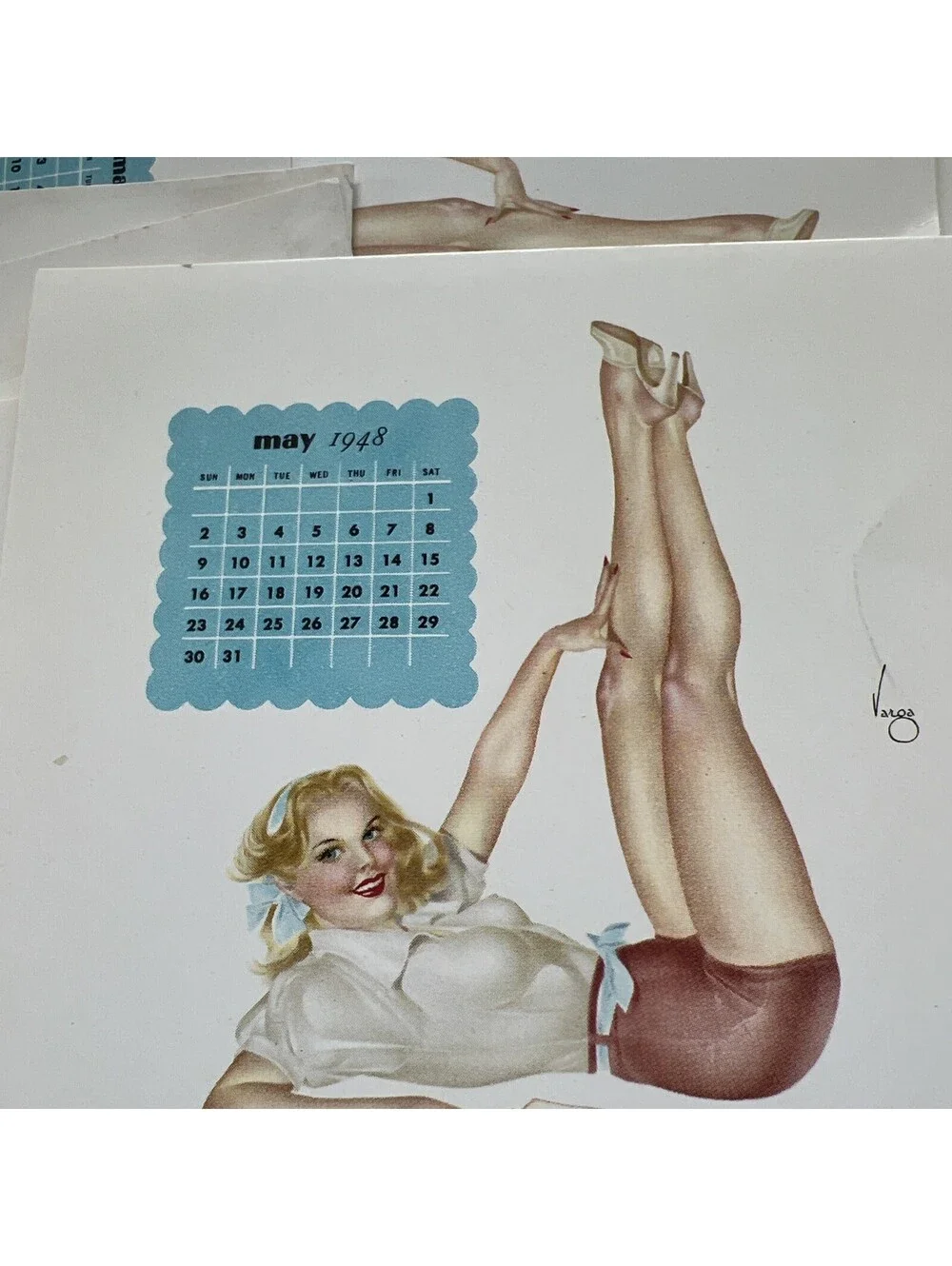 Lot Of 30 Pcs Original Vintage 1948 Varga Girl Calendar Page May- Alberto Pin Up